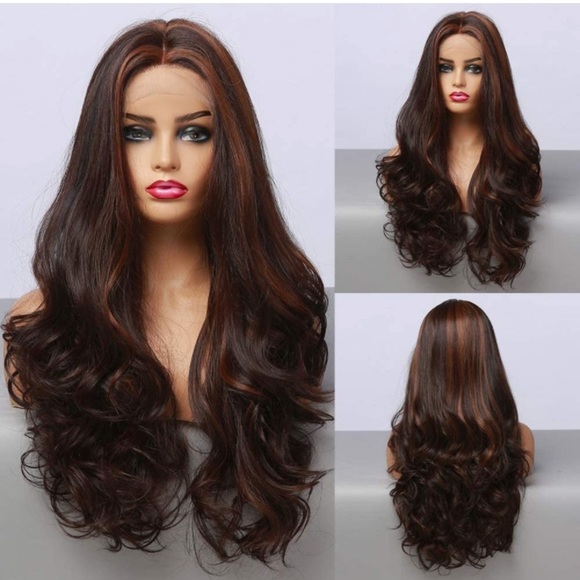 Brown Highlight Curly Lace Front Wig
